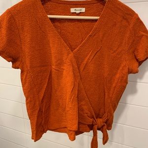 Madewell-Burnt Orange Tie Shirt -Size M